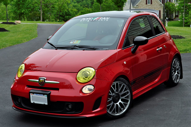 Pop/Sport/Lounge/Abarth 12+ Fiat 500 Rally Armor MF25-UR-RD/WH Red White Mud Flap with Logo 