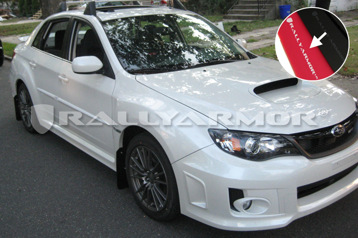 2011+ STI & WRX Sedan Red Mud flap White Logo