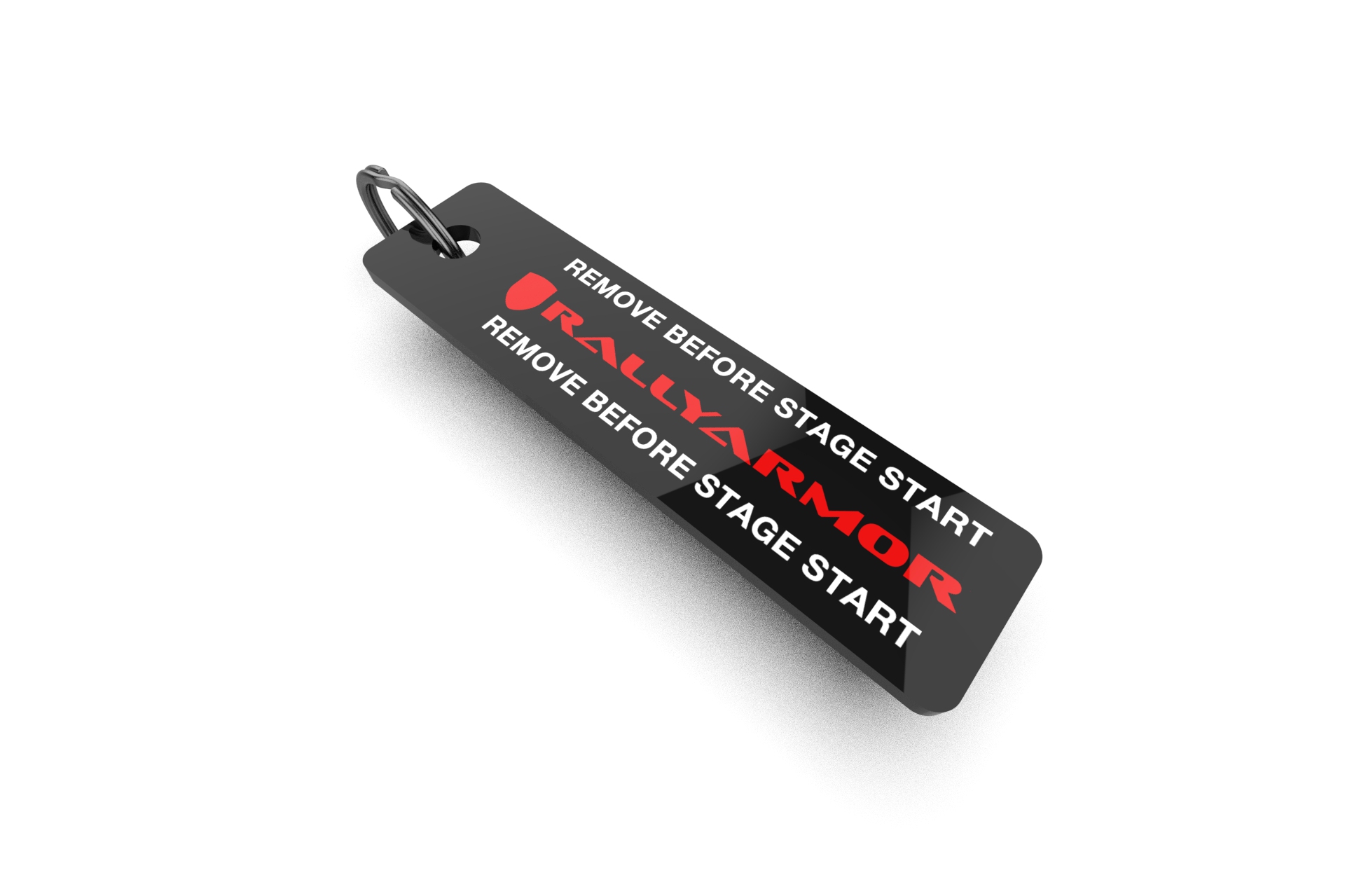 Black Rally Armor Jet Tag Keychain White Logo