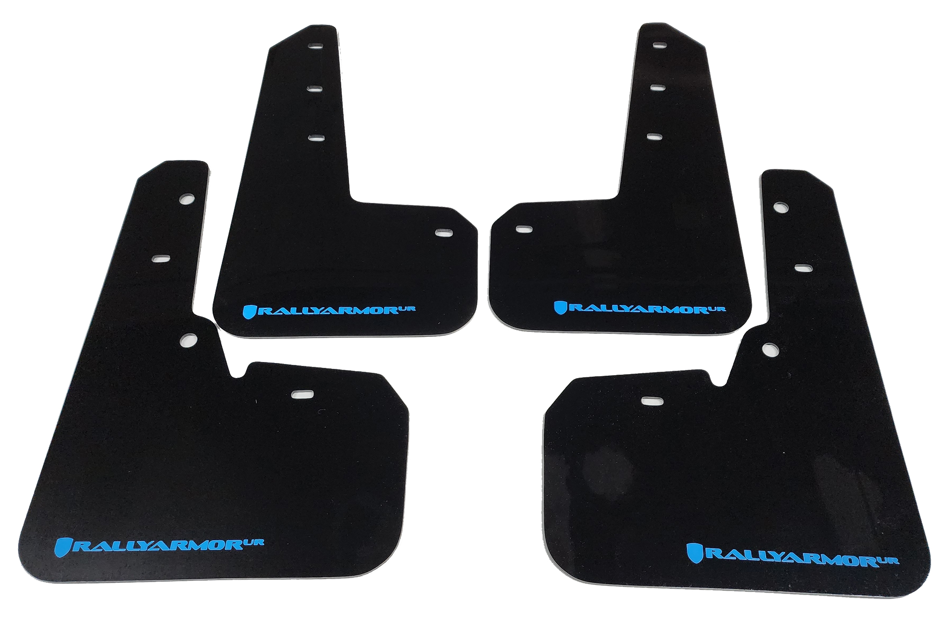 2013-17 Subaru XV Crosstrek Custom Black UR Mud Flap Hyper Light Blue Logo