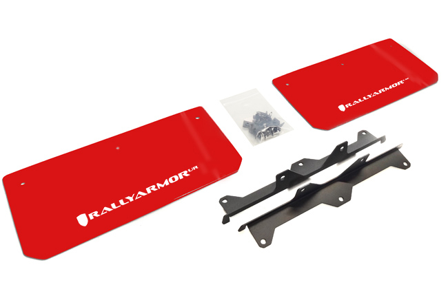 2015-24 Polaris Slingshot Front Red Mud Flaps White Logo