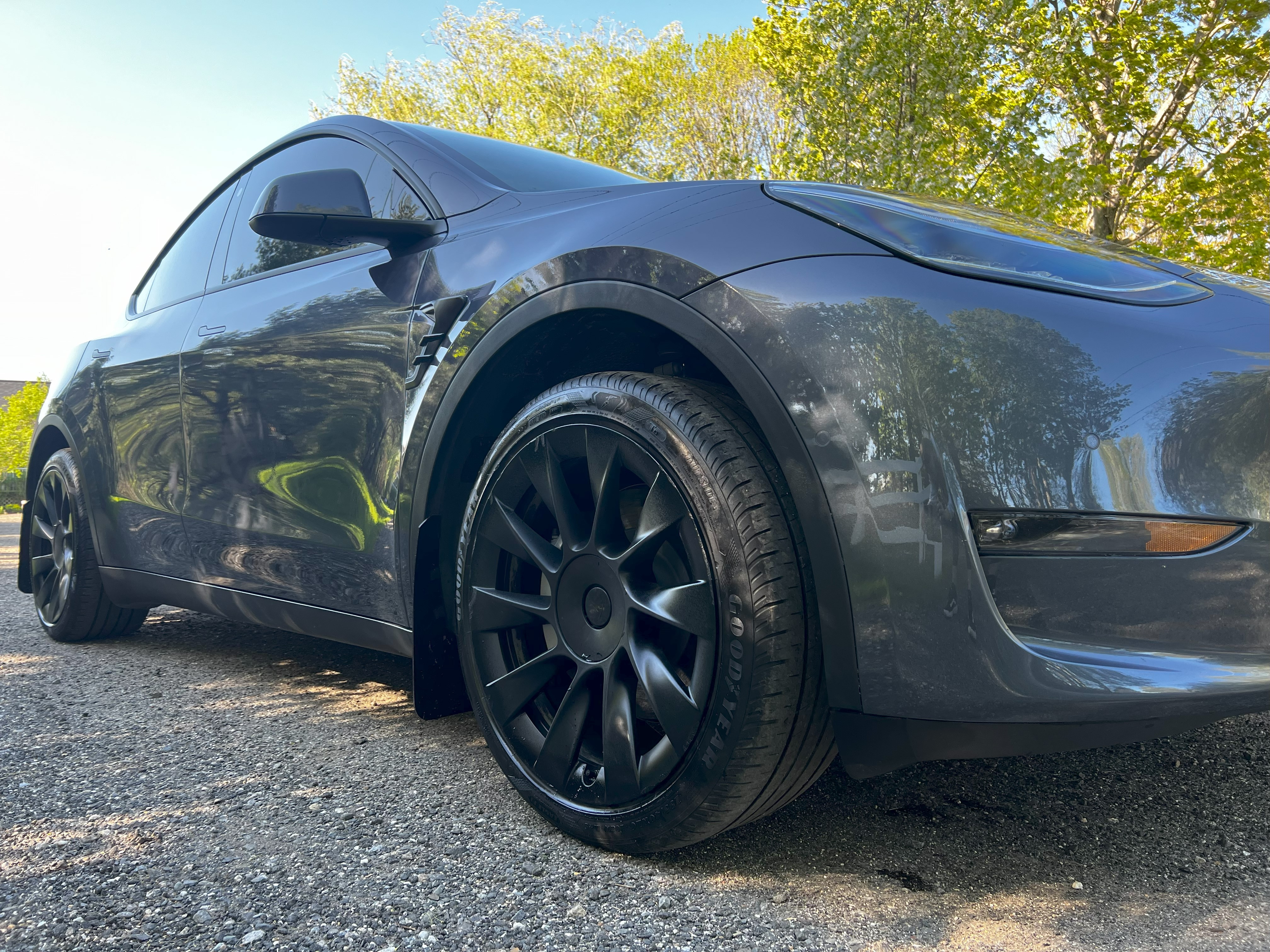 Rally Armor UR Black Mud Flaps with Red Logo for 2017-2024 Tesla