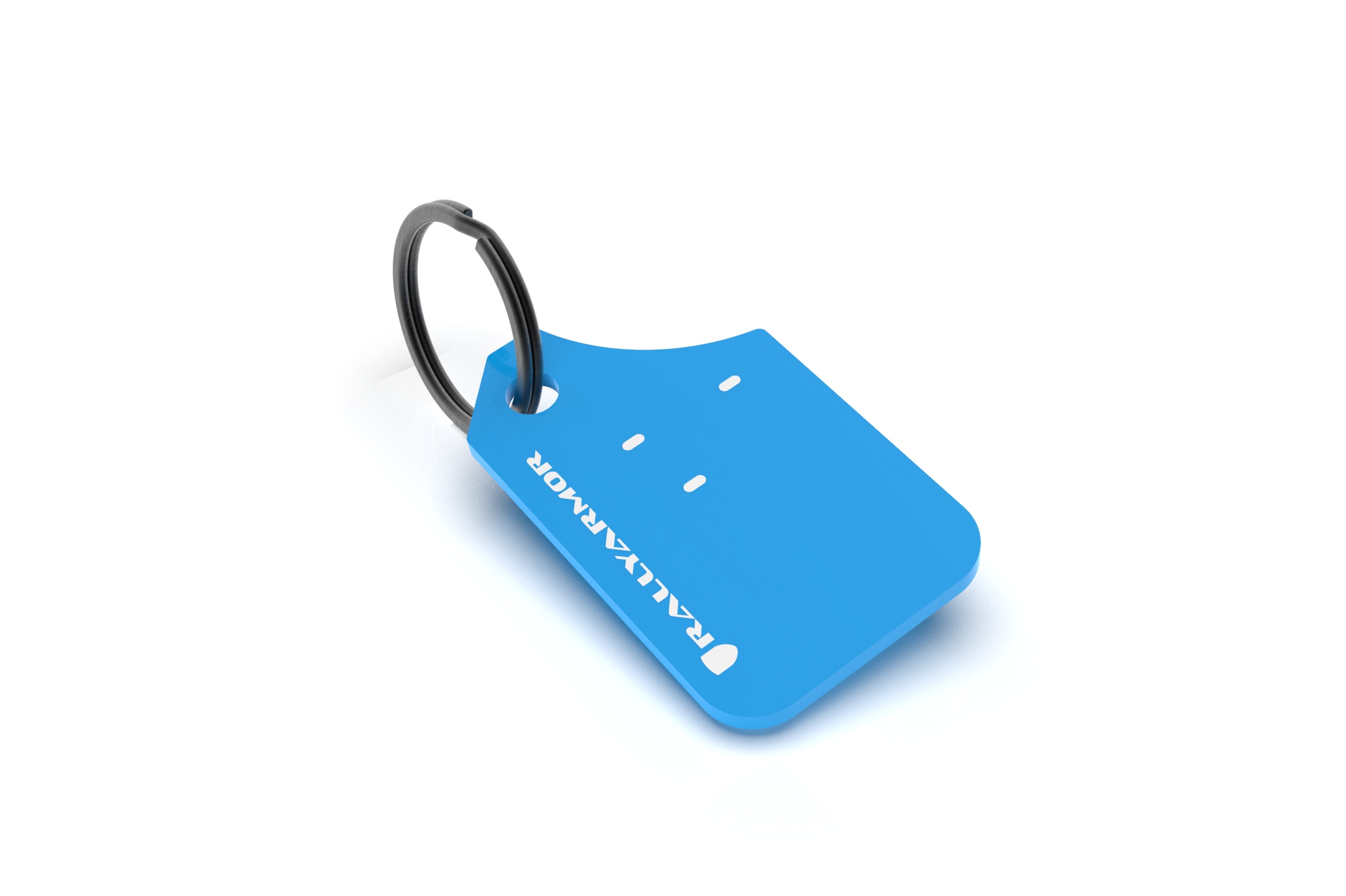 Blue Rally Armor Keychain White Logo