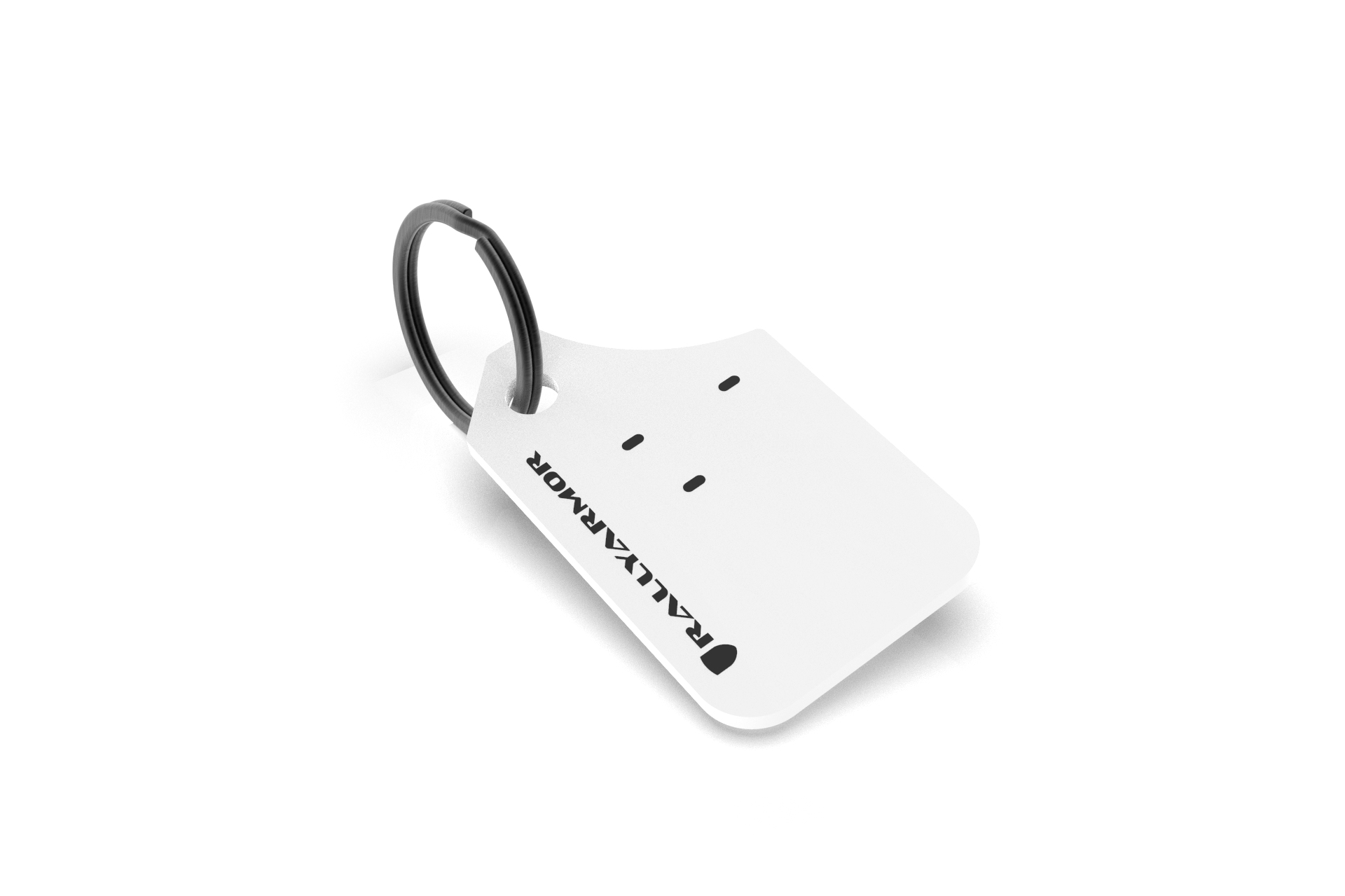 White Rally Armor Keychain Black Logo
