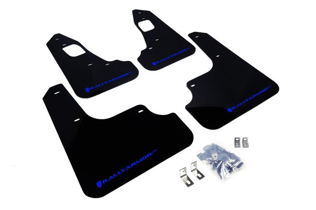 2008-17 Mitsubishi EVO X Black UR Mud Flap Blue Logo