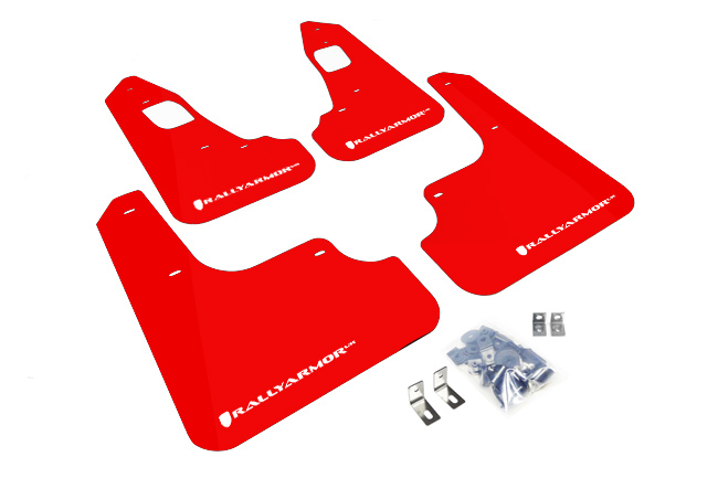 2008-17 Mitsubishi EVO X Red UR Mud Flap White Logo