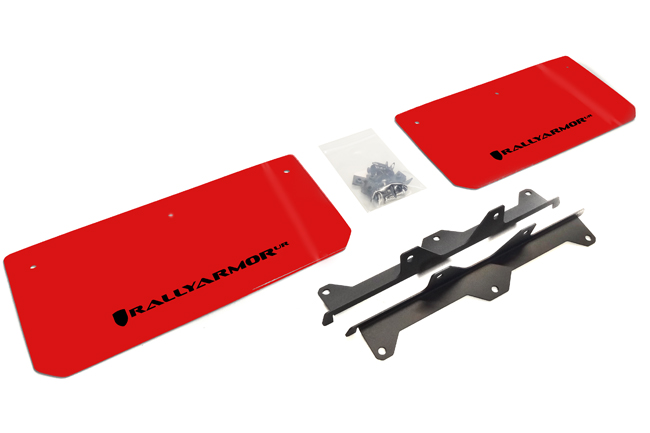 2015-24 Polaris Slingshot Front Red Mud Flaps Black Logo