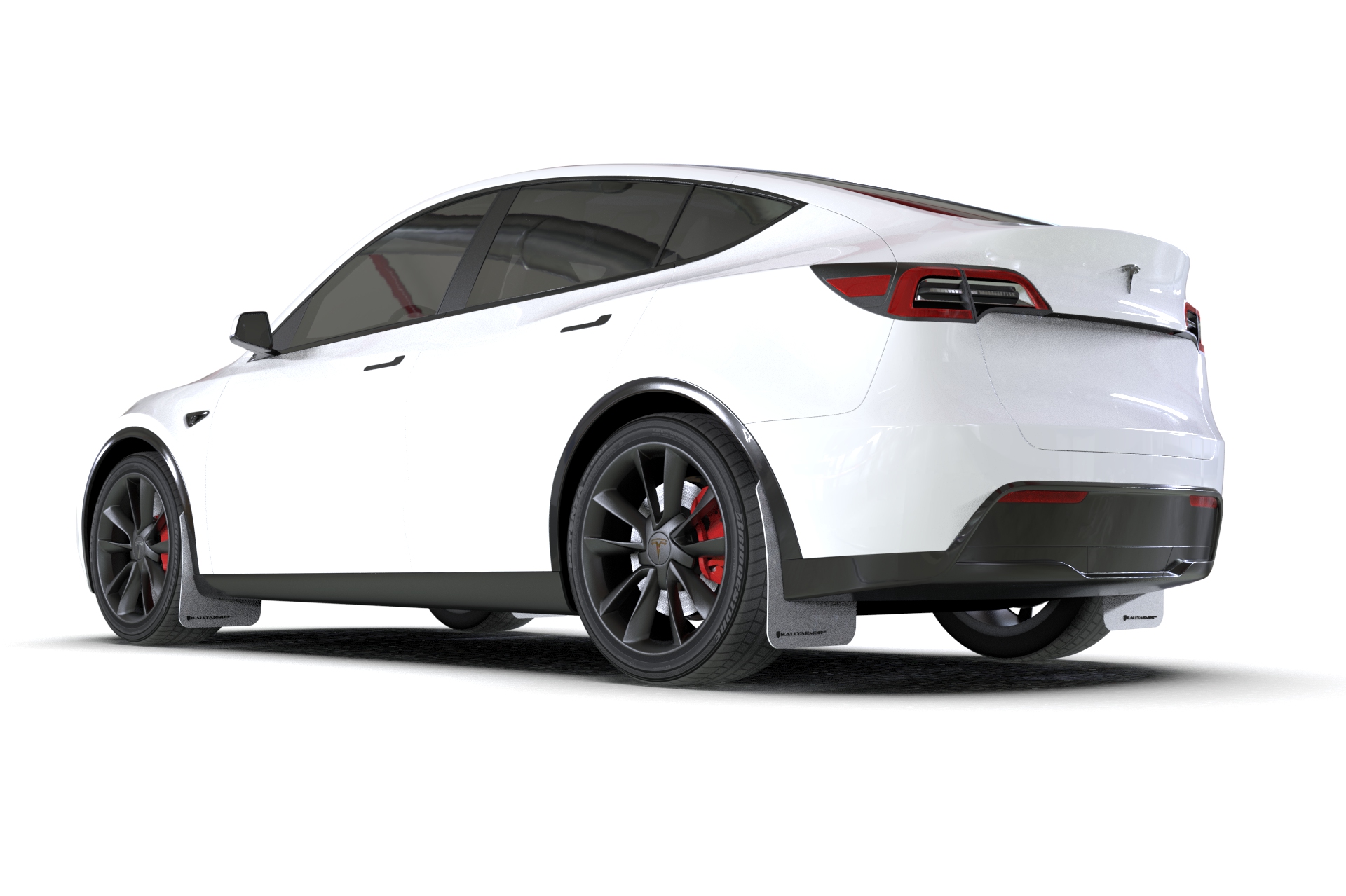 Rally Armor UR Black Mud Flaps with Red Logo for 2017-2024 Tesla